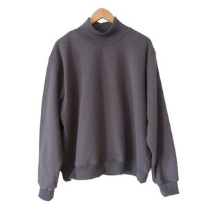 Parke Dark Gray Mockneck Fleece Sweatshirt Size L/XL Ribbed Trim Warm Cozy